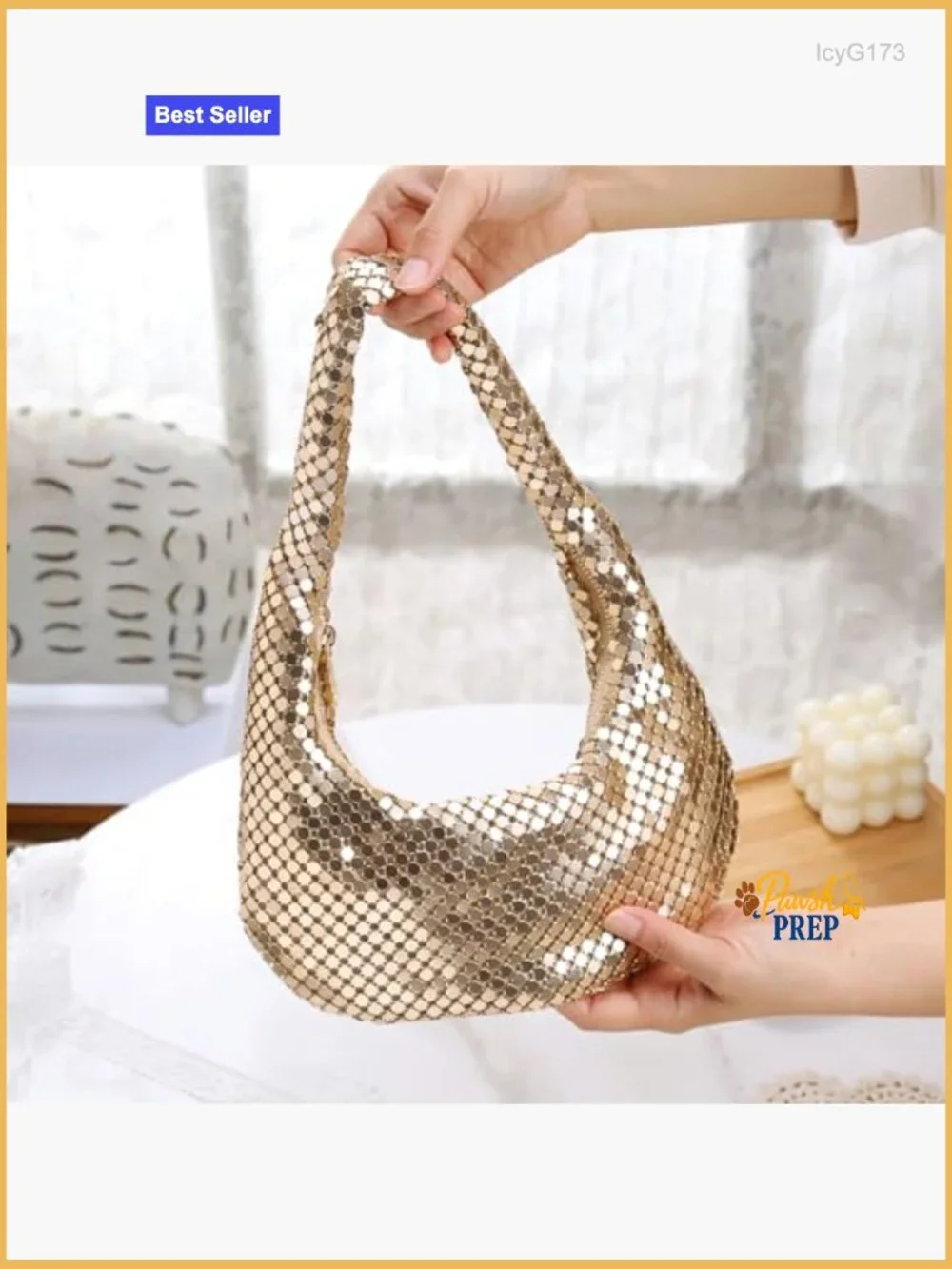 Metallic Moon-Shaped Hobo Bag for Evening Events